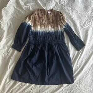 Apiece Apart Aldea Smocked Mini Dress in Navy Shibori (Small)